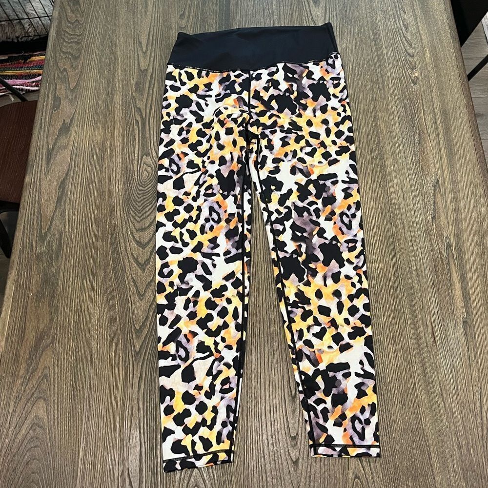 Yelete Active High Rise Leggings Animal Print Stretch Pull-On Multicolor Size XL